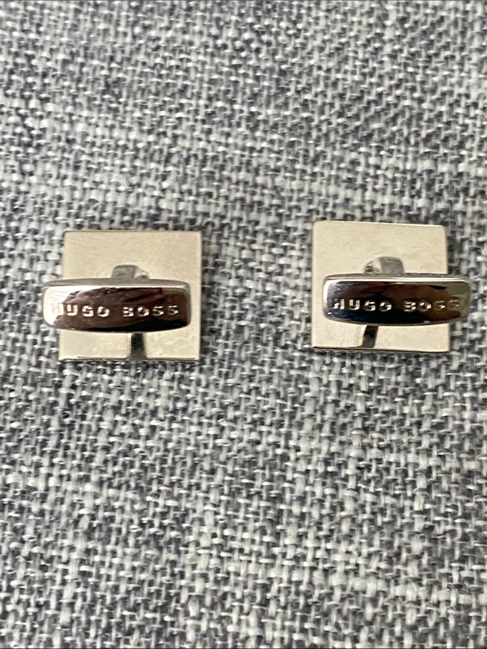 Hugo Boss Silver Textured Square Cufflinks
